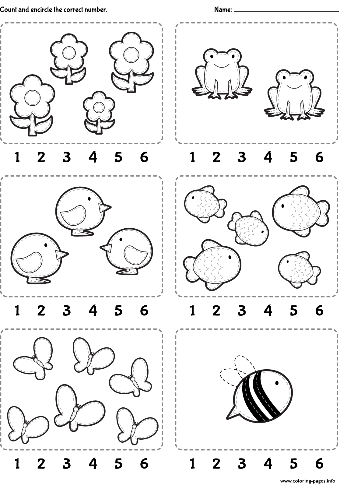 Count Encircle Kindergarten Worksheets coloring